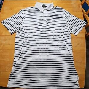 Rare RLX Ralph Lauren Golf Rocking‎ Chair Polo Shirt White Blue Stripe Size XL
